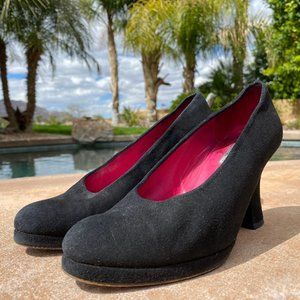 Charles Jourdan 3 Inch High Heels Black Suede 5.5